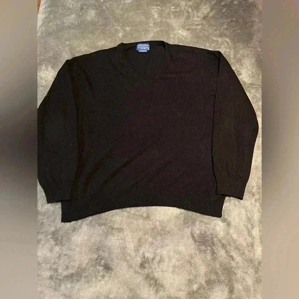 Pendleton V-Neck Pullover Sweater Womens Size xl Extra Large Black